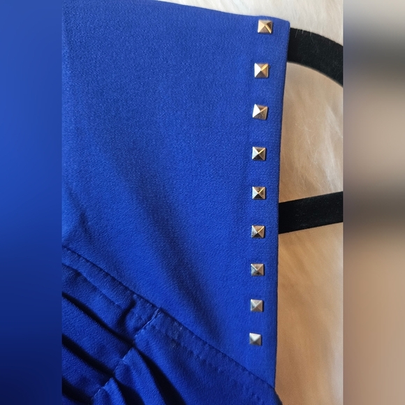 Simon Chang 2000's Cobalt Sleeveless Sheath Dress W/ Embellishments - Picture 5 of 8